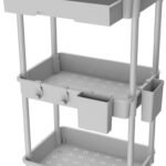 3 Tier Rolling Utility Cart with Drawer, Utility Cart Made of Multifunctional Storage Organizer Tool for Kitchen,Bathroom,Living Room,Office(Gray)