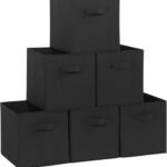 Storage Cubes, 11 Inch Durable 6 Pack Fabric Foldable Collapsible Bins with Handles for Organization, Closet, Shelves, Offices, Toys, Black