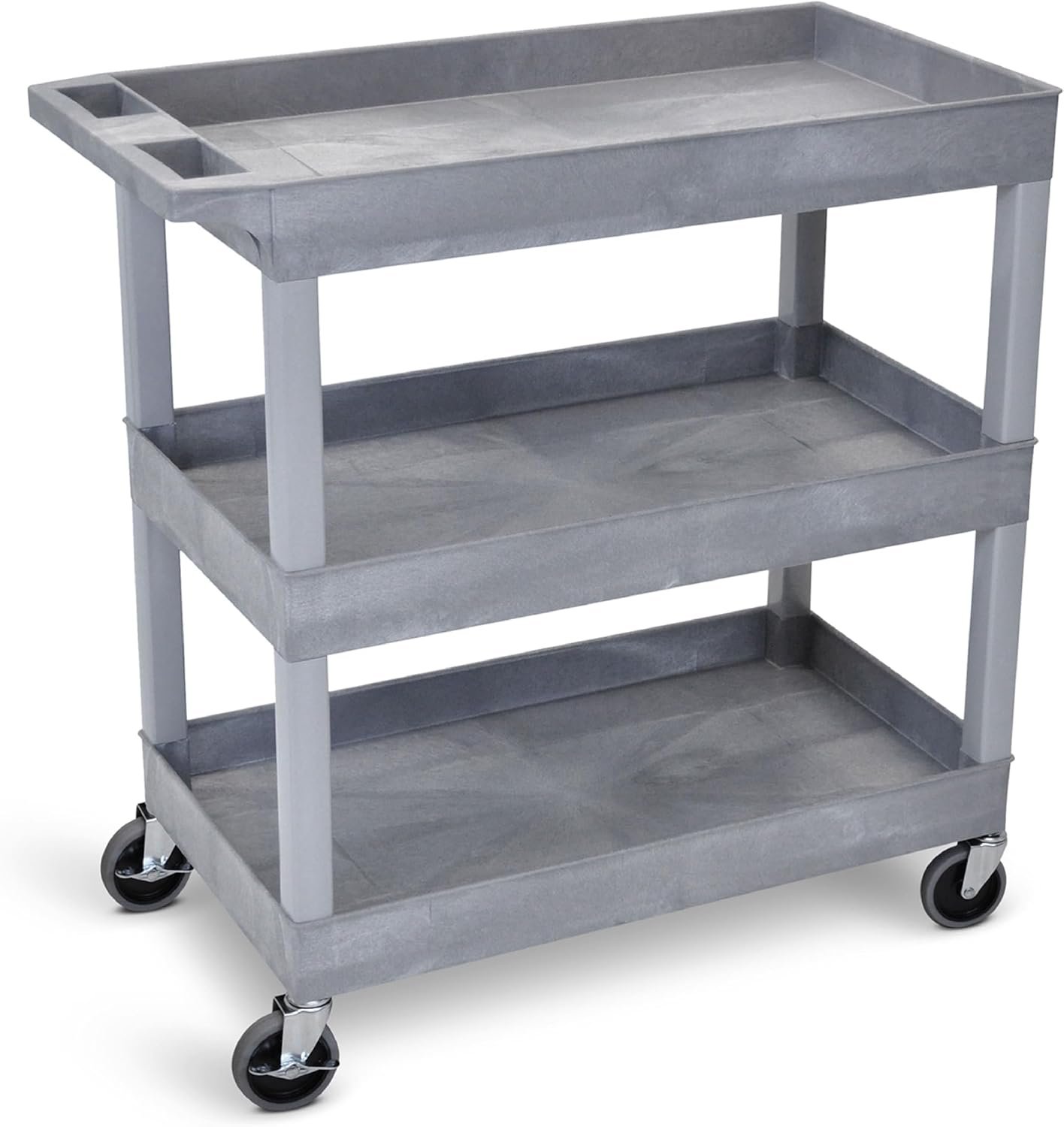 711h1xNpS8L._AC_SL1500_.jpg 3-Tier Rolling Utility Cart with Wheels | Supports 300 lbs. Total | Heavy-Duty Capacity for Garage Storage, Office Spaces, & Kitchen Use | Durable Tool Cart with Locking Wheels (Gray, 32 x 18) - Image 1