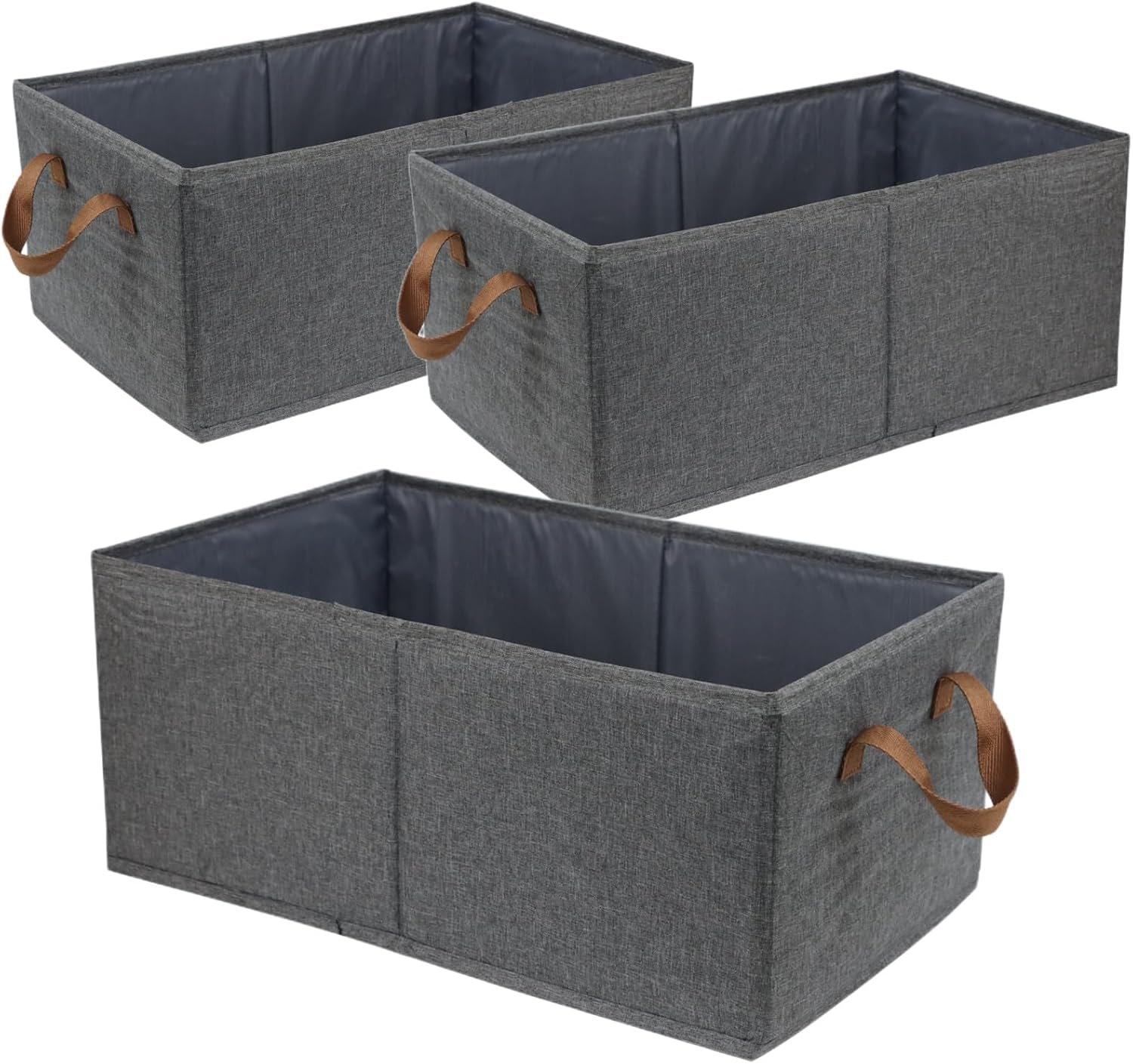 711kA-VSohL._AC_SL1500_.jpg Pack of 3 Large Capacity Storage Bins Closet Organizer System, Sturdy Foldable Storage Boxes for Organizing Clothing, Sheets, Toys, Books - Shelf Organizer Shelves Basket Storage Bin - Image 1