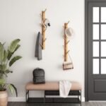 2-Pack Wood-Wall-Mounted-Coat-Hooks, Bamboo Vertical Coats Rack Holder Hanger with 8 Hooks Entryway Hanging Wooden Racks for Hanging Jacket Coat Hat in Entryway Office Bathroom(Natural) - Image 2