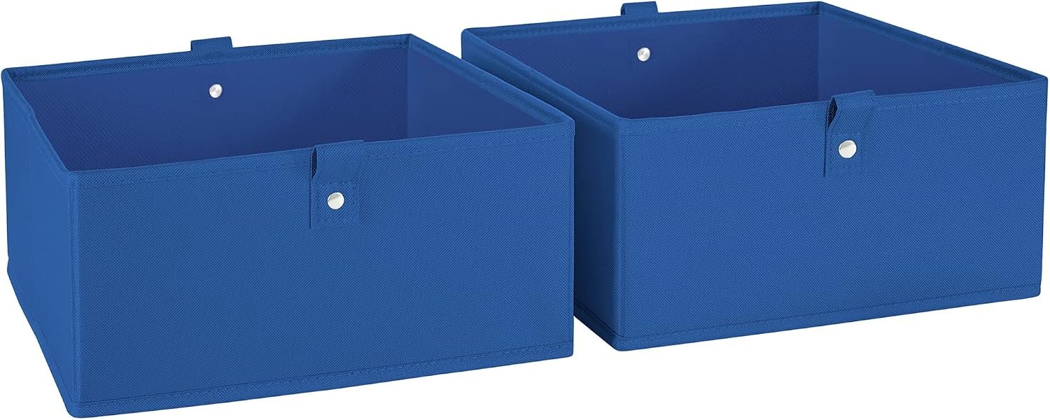 712DJwwNXxL._AC_SL1500_.jpg Kids 2pc Folding Storage Bins Set - 10.5” Bin Organizers with Handles - Blue Closet Organizer and Storage for Toys, Games, Shoes - Foldable Cube Storage Organizer Bins for Playroom, Nursery - Image 1