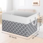 Storage Bins [3-Pack], Foldable Storage Baskets for Organizing Toys, Books, Shelves, Closet, Large Storage Box with Rope Handles, Sturdy Organizer Bins,Clover Grey - Image 2