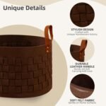 Large Round Felt Laundry and Blanket Storage Basket with Handle - Image 2