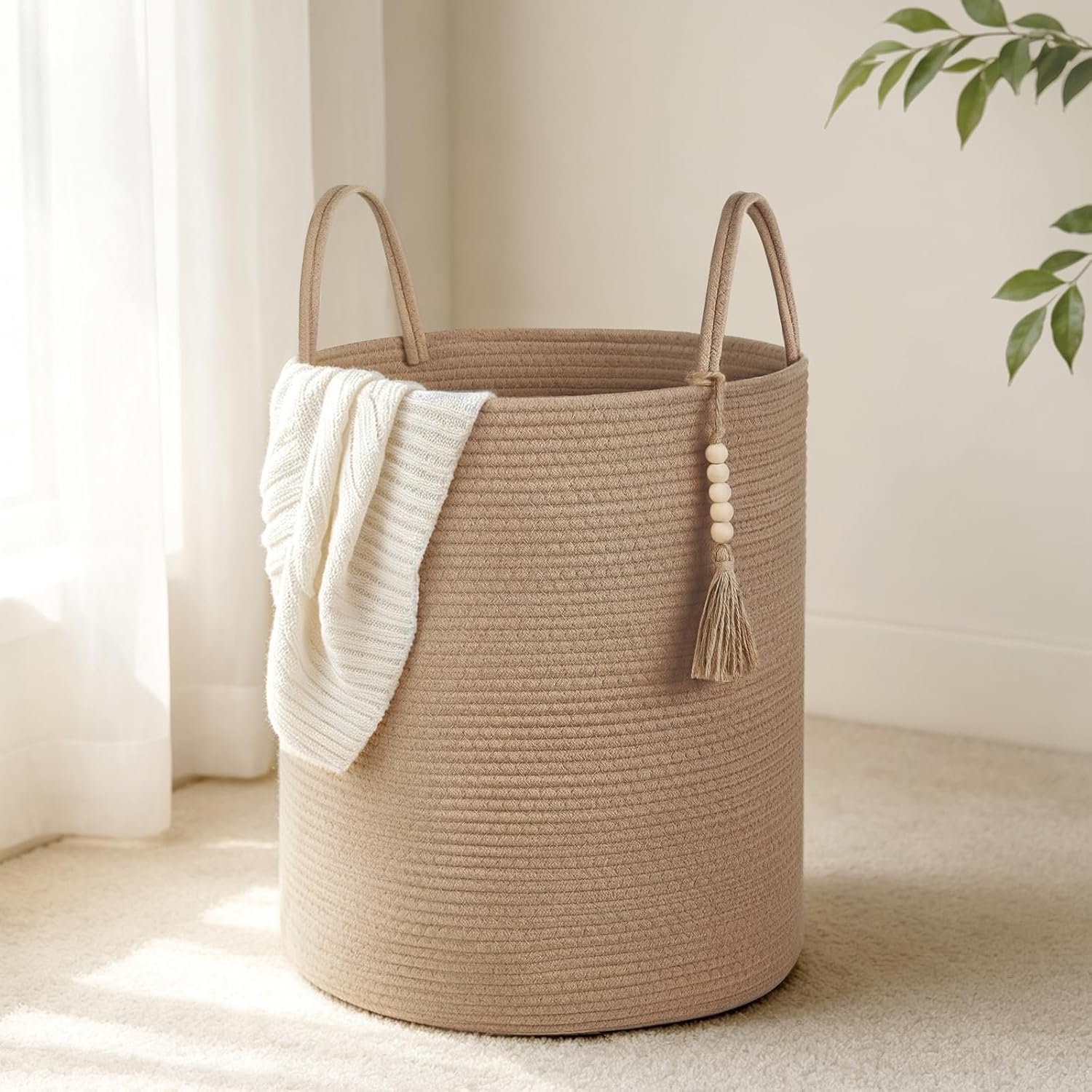 71A0zCEBx5L._AC_SL1500_.jpg Large Jute Woven Laundry and Storage Basket - Image 1