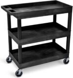 3-Tier Rolling Utility Cart with Wheels | Supports 300 lbs. Total | Heavy-Duty Capacity for Garage Storage, Office Spaces, & Kitchen Use | Durable Tool Cart with Locking Wheels (Black, 32 x 18)