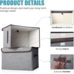 Large 22 Quart Linen Fabric Foldable Storage Bin Cube Organizer Basket with Flip-Top Lid & Handles, Clothes Blanket Box for Home, Office, Closet, Gray, 4 Pack 14.6 x 9.5 x 9.5” - Image 2
