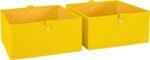 Kids 2pc Folding Storage Bins Set - 10.5” Bin Organizer with Handles - Yellow Closet Organizers & Storage for Toys, Games, Shoes - Foldable Cube Storage Organizer Bins for Playroom, Nursery