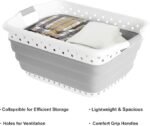 Collapable Plastic Laundry Basket, Space-Saving with Comfortable Handle, 45L Gray Storage Basket - Image 2