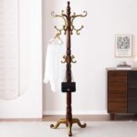 Wooden Coat Racks, Retro 78" Coat Tree with 12 Hooks & Stable Triangular Base, Entryway Coat Rack Freestanding for Hat, Clothes, Scarves, Handbags, Umbrella (Vintage)
