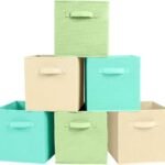 Storage Bins, Foldable Fabric Storage Cubes And Cloth Storage Organizer Drawer For Closet And Toys Storage, 6 Pack (Beige+Green+Mint Green)