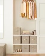 Storage Cubes, 11-Inch Non-Woven Fabric Bins with Double Handles, Set of 6, Closet Organizers for Shelves, Foldable, for Clothes, Sand Beige - Image 2