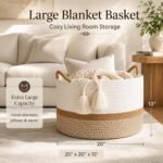 Large Blanket Storage Basket with Handles - Image 2