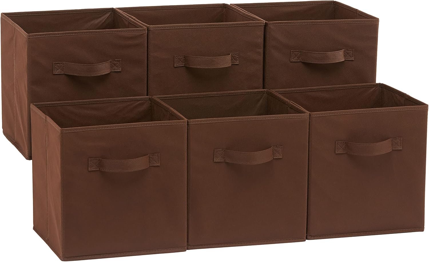 81FWs4BMMJL._AC_SL1500_.jpg Cube Organizer Storage Bins Handles, Collapsible Fabric, Pack of 6, 10.5"x10.5"x11", Brown - Image 1