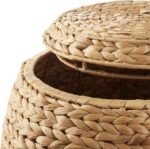 Round woven storage basket with lid, suitable for organizing clothes or blankets - Image 2