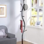 Black and Walnut Standing Coat Rack