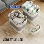 35L Collapsible Plastic Laundry Basket, Portable Clothes Storage Basket with Handle and Hanging Basket - Image 2