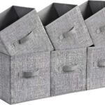 Storage Cubes, 11-Inch Non-Woven Fabric Bins with Double Handles, Set of 6, Closet Organizers for Shelves, Foldable, for Clothes, Cattail Gray