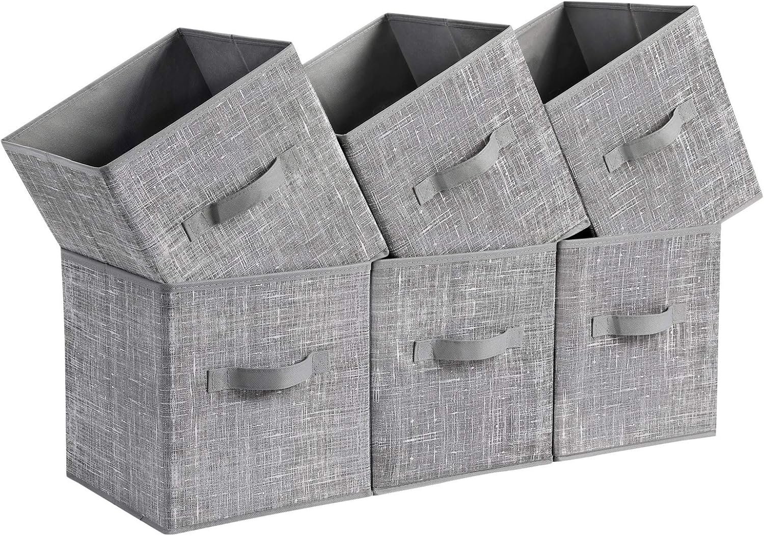 81S5euv7YmL._AC_SL1500_.jpg Storage Cubes, 11-Inch Non-Woven Fabric Bins with Double Handles, Set of 6, Closet Organizers for Shelves, Foldable, for Clothes, Cattail Gray - Image 1