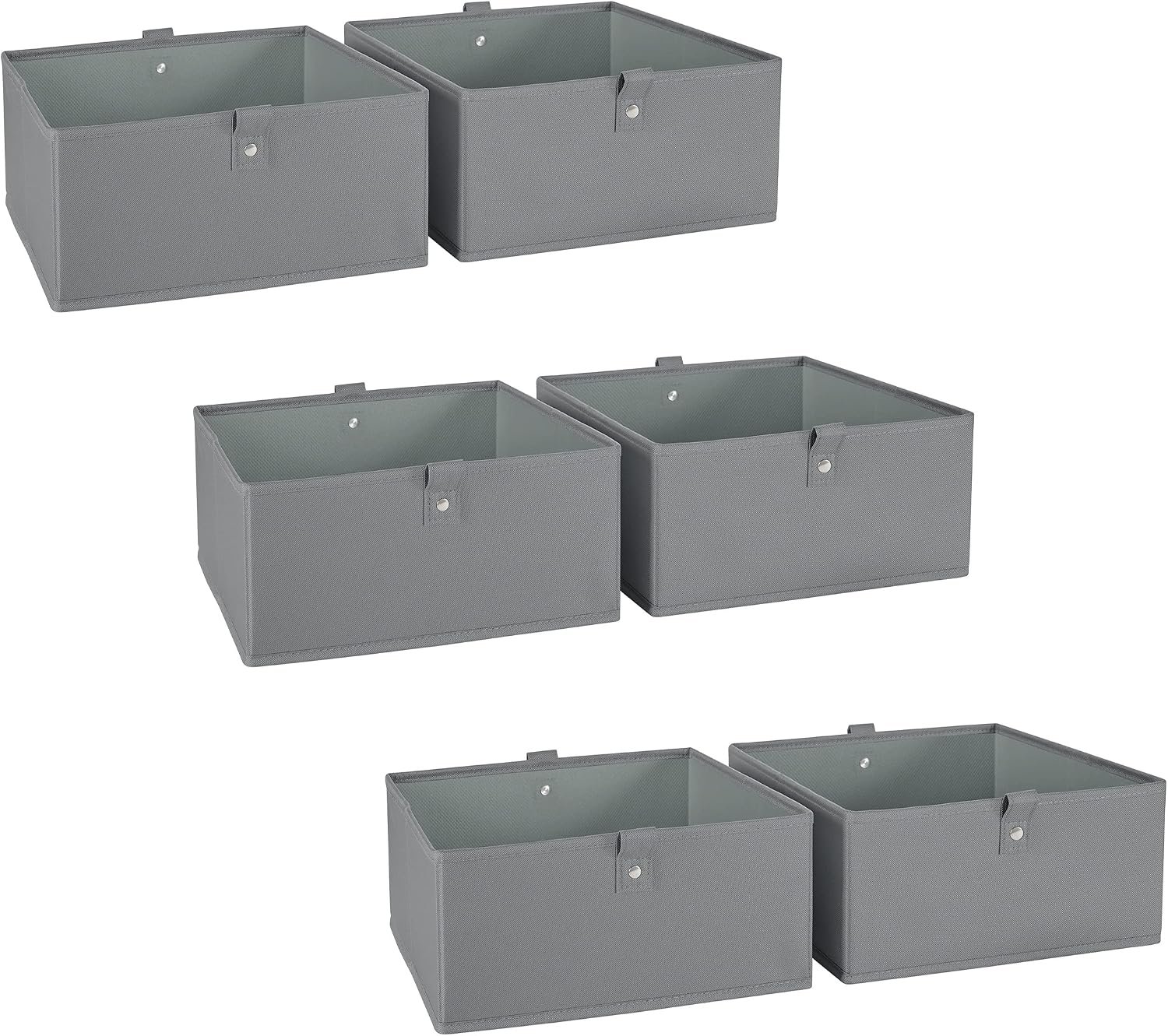 81SWH13Bz9L._AC_SL1500_.jpg Kids 6pc Folding Storage Bins Set - 10.5”W x 5”H Fabric Boxes with Handles for Closet Organizers & Storage - Gray Cube Storage Organizer for Toys, Clothes & Crafts - Image 1