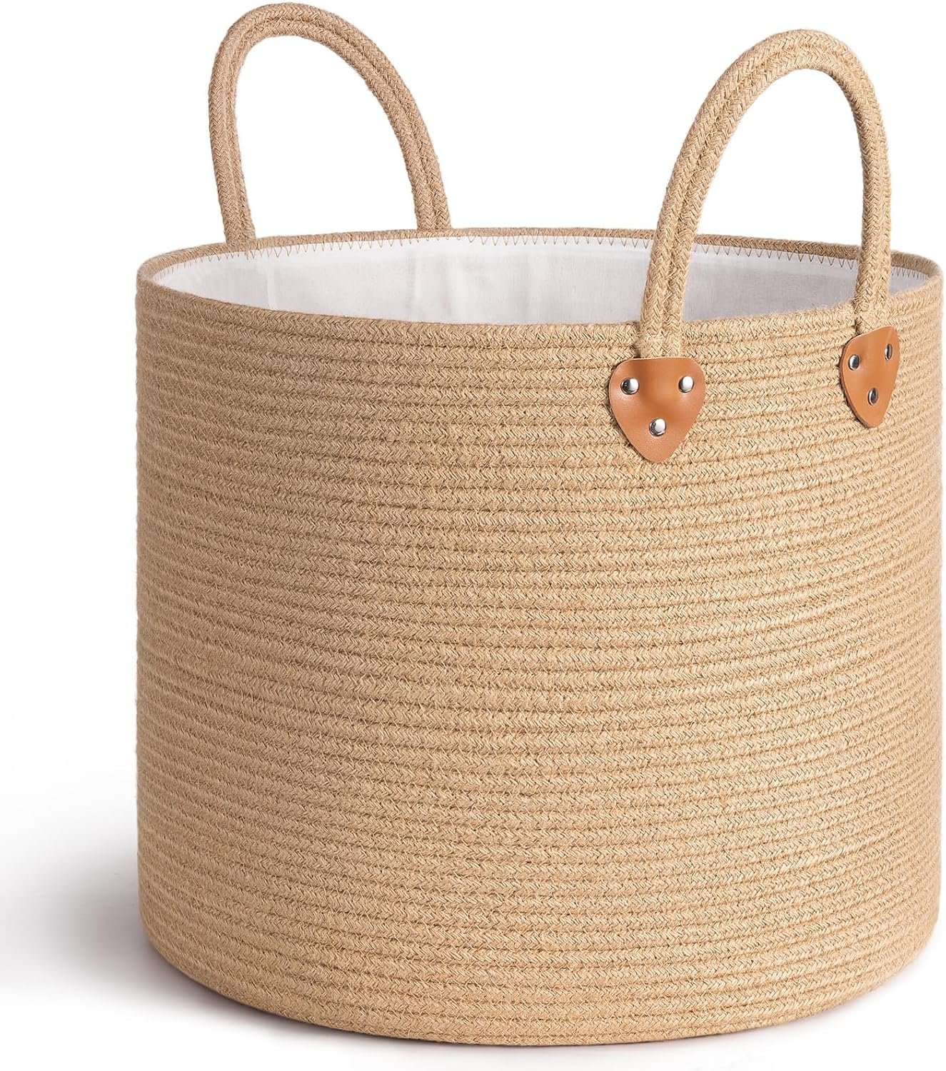 81TCdJIhVwL._AC_SL1500_.jpg Large 50L Woven Blanket and Laundry Basket with Handles - Image 1