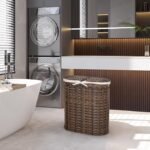 Oval laundry basket with handle, suitable for clothing and bedding storage