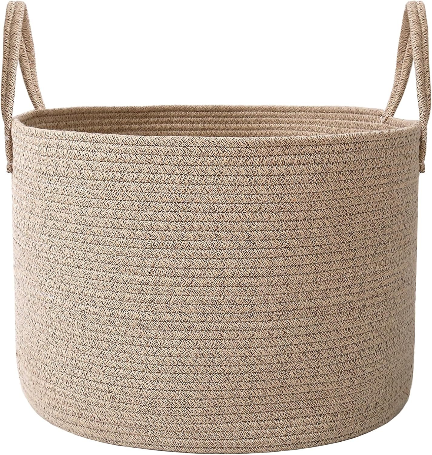 81gcGhUMlsL._AC_SL1500_.jpg Extra Large 65L Cotton Rope Blanket Storage Basket - Image 1