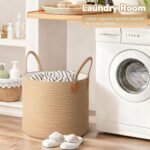 Large 50L Woven Blanket and Laundry Basket with Handles - Image 2