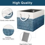Storage Bins [3-Pack], Foldable Storage Baskets for Organizing Toys, Books, Shelves, Closet, Large Storage Box with Rope Handles, Sturdy Organizer Bins, White & Blue - Image 2
