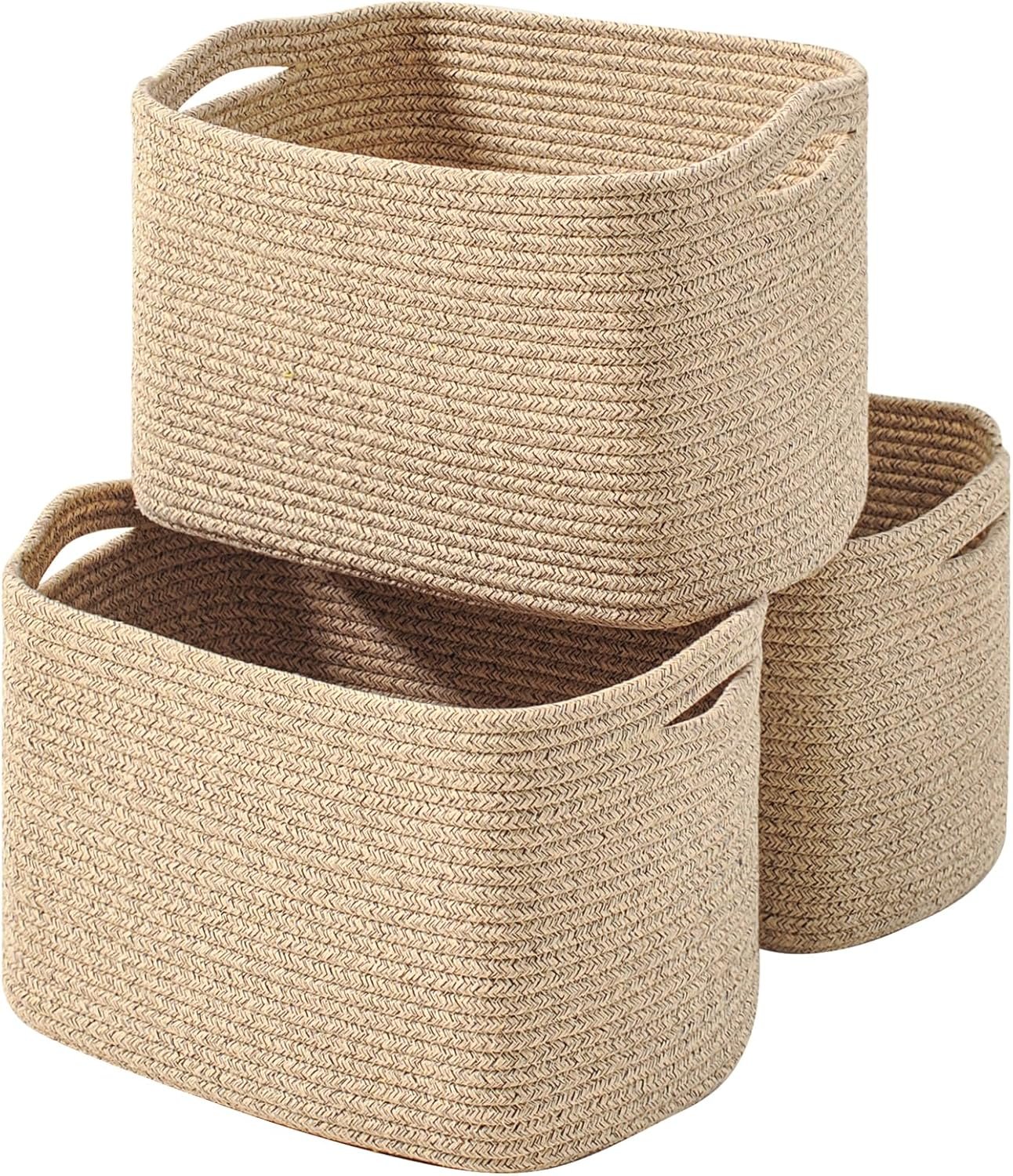 81sm4E2afQL._AC_SL1500_.jpg Woven Cotton Rope Storage Baskets, Set of 3 - Image 1