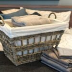 French-style wicker laundry basket, rectangular, large capacity clothing storage basket