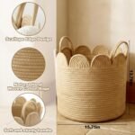 Large Round Woven Storage Basket, 16" x 16" x 14" - Image 2