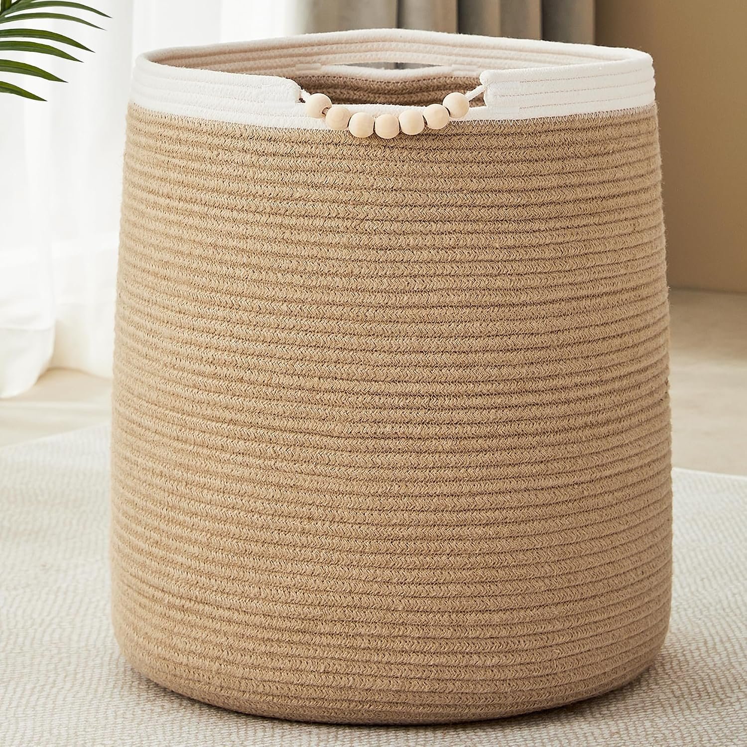 91Cvuulo1L._AC_SL1500_.jpg 65L Woven Jute Laundry Storage Hamper - Image 1