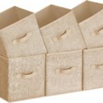 Storage Cubes, 11-Inch Non-Woven Fabric Bins with Double Handles, Set of 6, Closet Organizers for Shelves, Foldable, for Clothes, Sand Beige