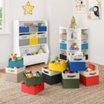 Kids 6pc Folding Storage Bins Set - 10.5”W x 5”H Fabric Boxes with Handles for Closet Organizers & Storage - Gray Cube Storage Organizer for Toys, Clothes & Crafts - Image 2
