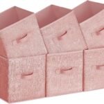 Storage Cubes, 11-Inch Non-Woven Fabric Bins with Double Handles, Set of 6, Closet Organizers for Shelves, Foldable, for Clothes, Jelly Pink