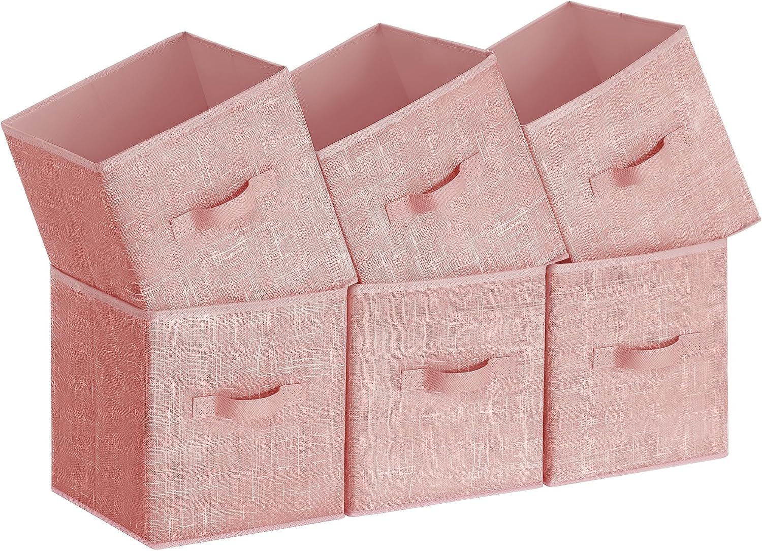 91gwjD4zdL._AC_SL1500_.jpg Storage Cubes, 11-Inch Non-Woven Fabric Bins with Double Handles, Set of 6, Closet Organizers for Shelves, Foldable, for Clothes, Jelly Pink - Image 1