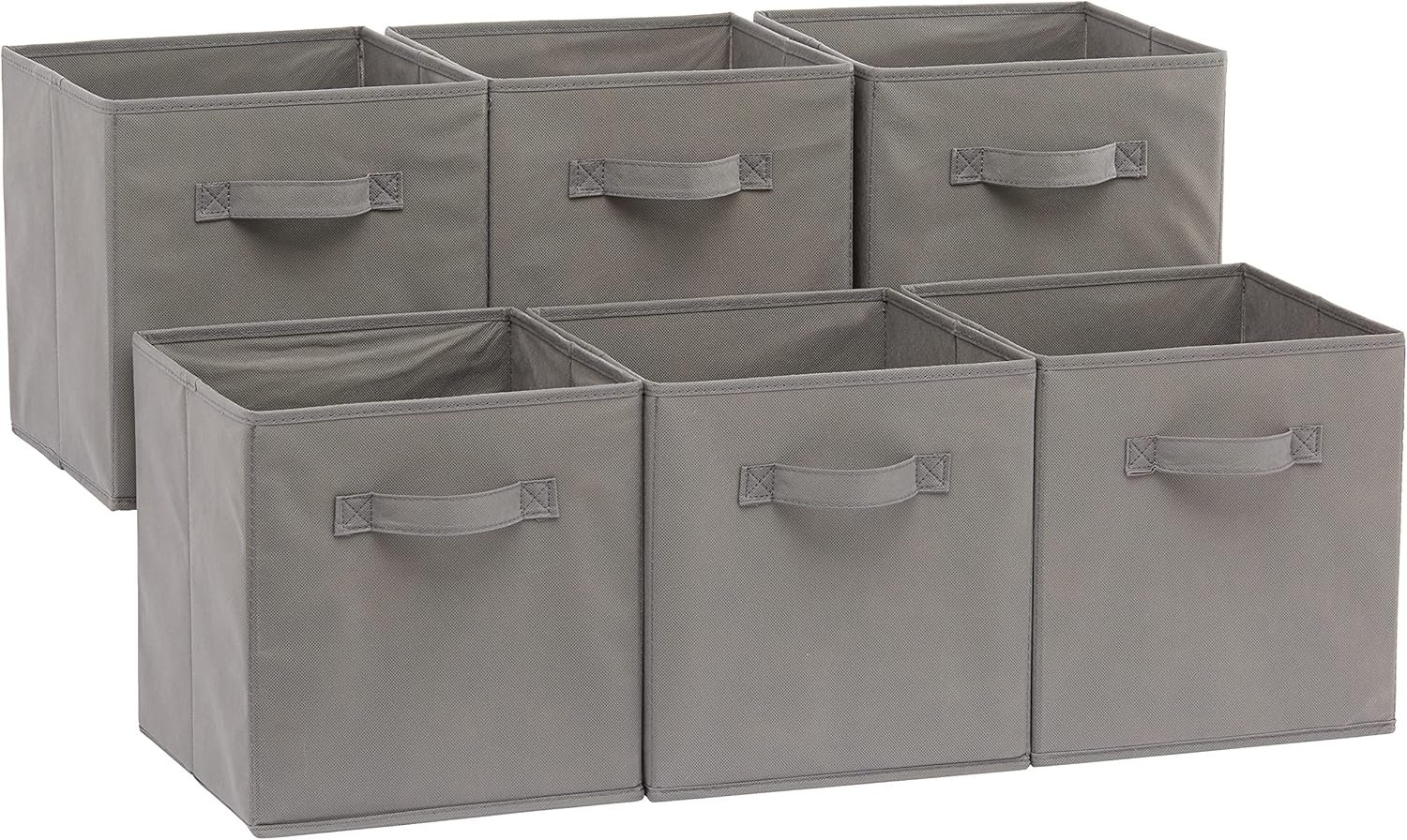 91u0Pp4HBdL._AC_SL1500_.jpg Collapsible Fabric Storage Cubes Organizer with Handles, Sturdy, Gray, 10.5-x-10.5-x-11-inch, Pack of 6 - Image 1